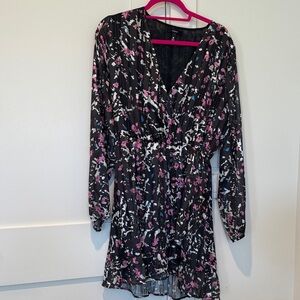 Aqua Brand Floral Black and Pink Women's Dress